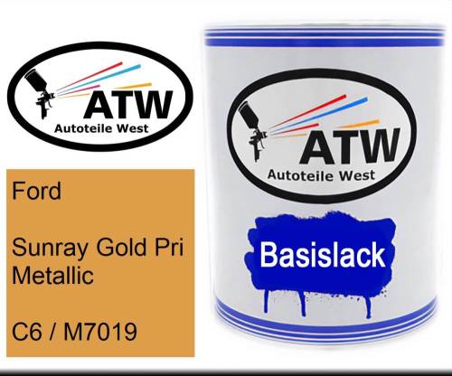 Ford, Sunray Gold Pri Metallic, C6 / M7019: 1L Lackdose, von ATW Autoteile West.